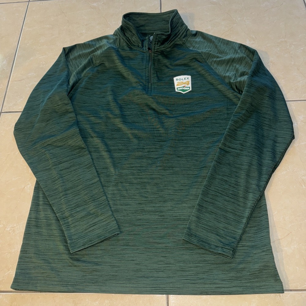 Daytona International Speedway Rolex 24 Men's 1/4 Zip Pullover Green L EUC